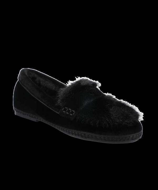 The Heron Loafer Cozy – Black Velvet Faux Fur