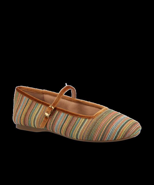 The Hummingbird Mary Jane Grosgrain – Tan Multi Stripe