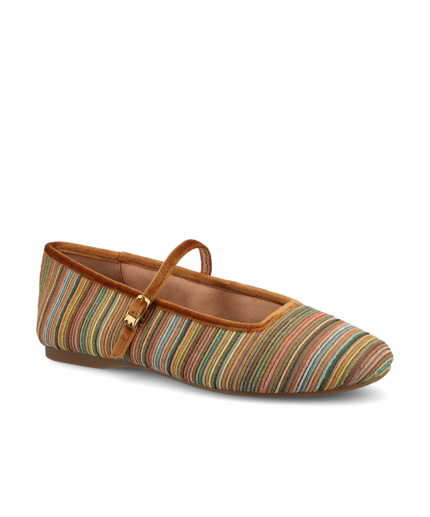 The Hummingbird Mary Jane Grosgrain – Tan Multi Stripe