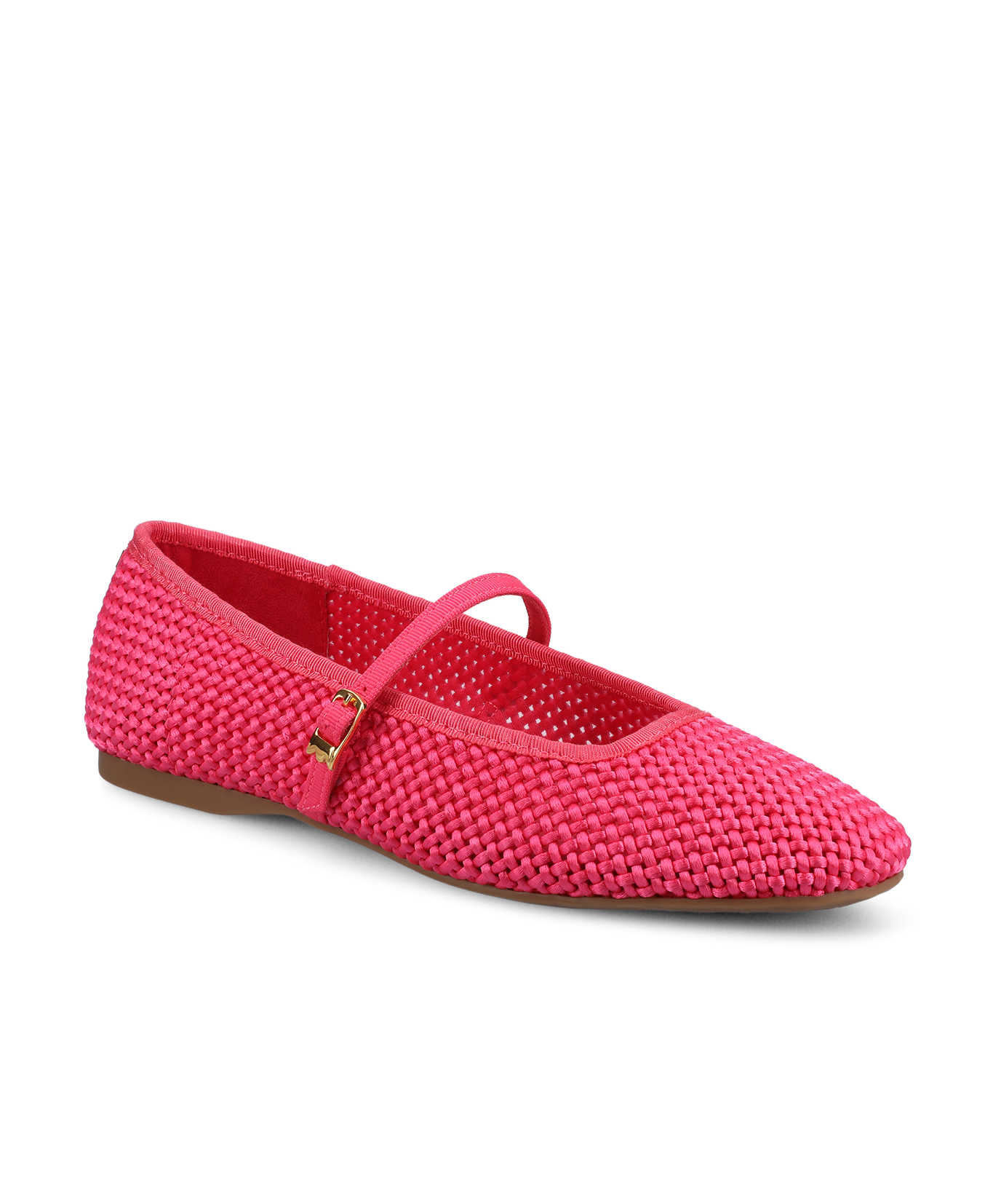 The Hummingbird Mary Jane – Hot Pink Woven Satin