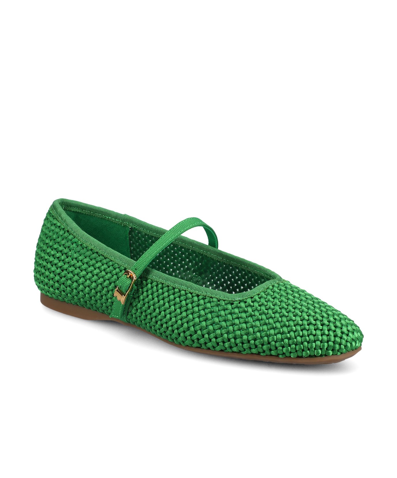 The Hummingbird Mary Jane – Kelly Green Woven Satin