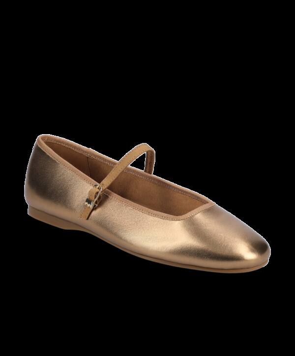 The Hummingbird Mary Jane – Vintage Gold Metal Leather