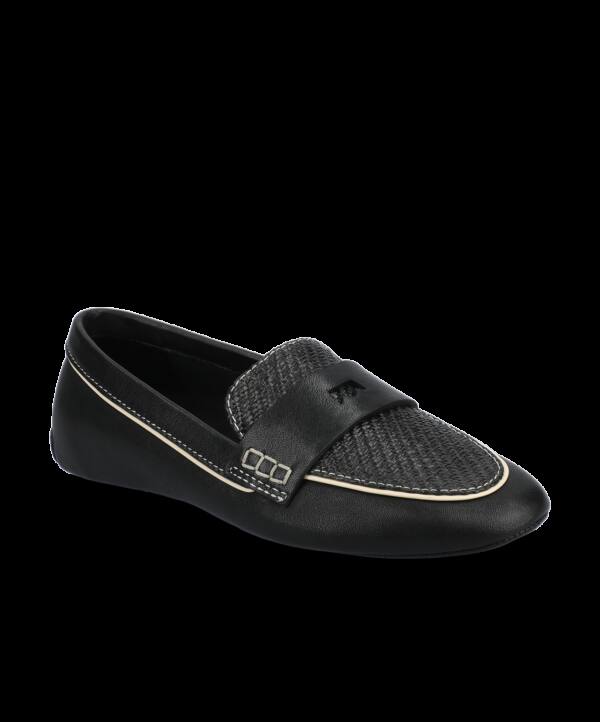 The Vesper Driver – Black Leather Raffia