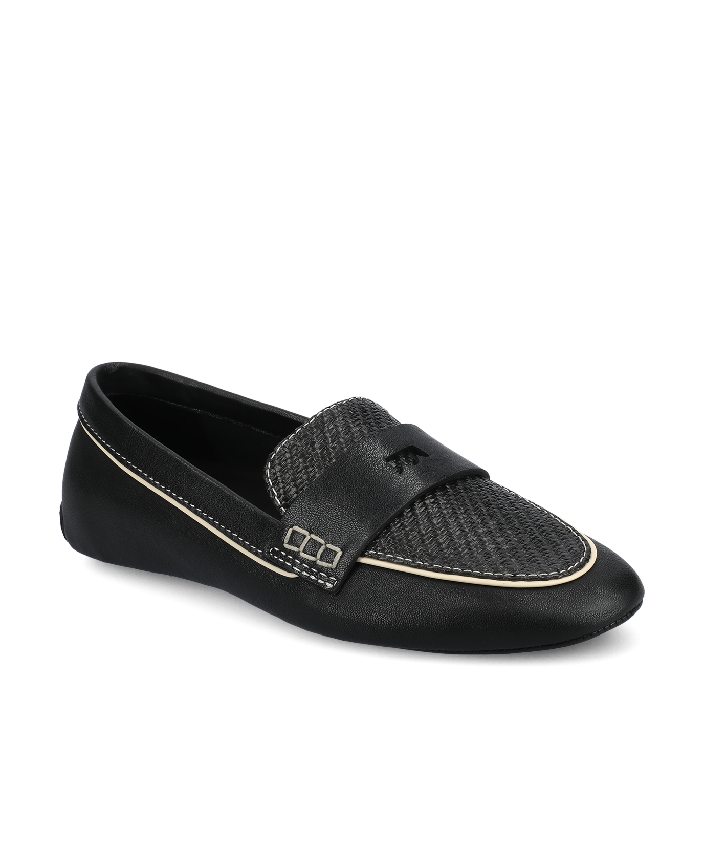 The Vesper Driver – Black Leather Raffia
