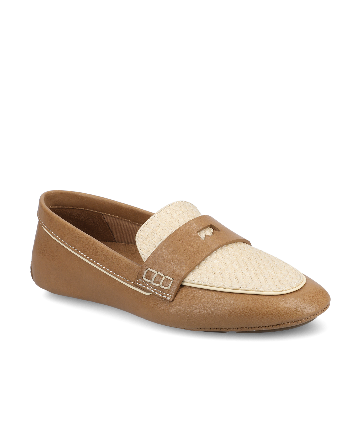 The Vesper Driver – Cappuccino Leather Raffia